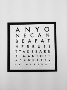 Cool printed Fathers Day card based on an Opticians eye chart